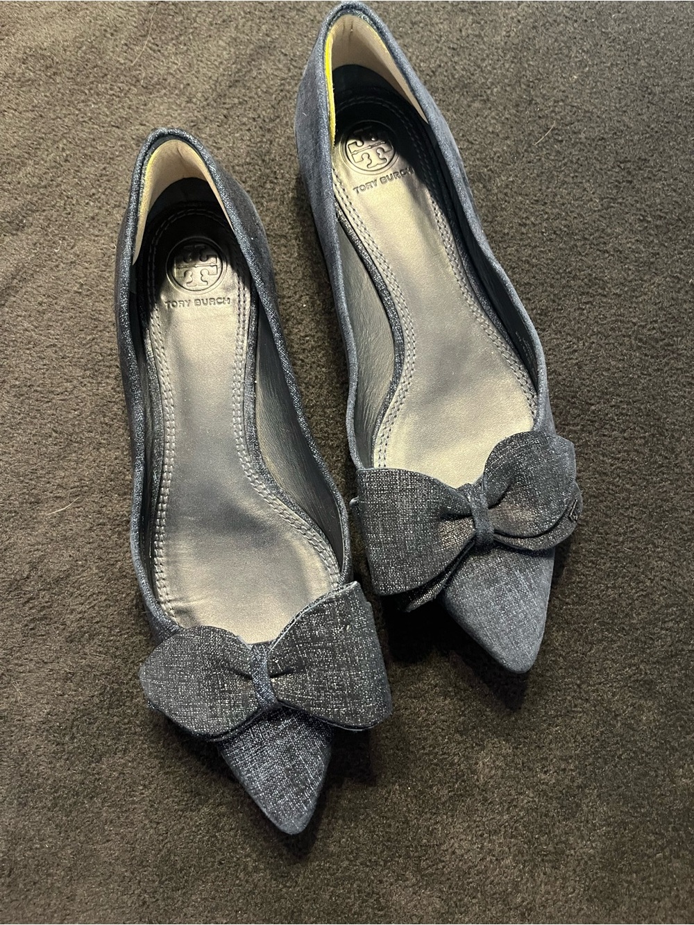 Tory Burch Navy Rosalind Bow Flats